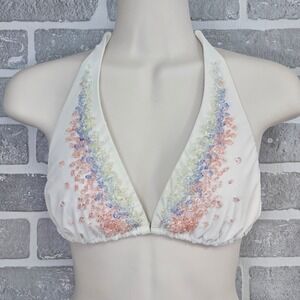 Ninety Six Degrees Beaded Halter Bikini‎ Top Large Embellished Swimwear Beach